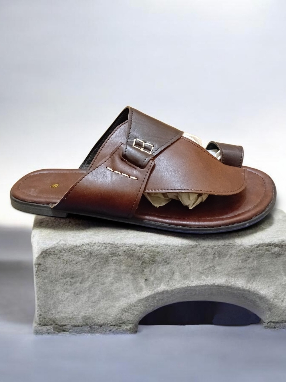 Hand Crafted Brown Men's Leather Slide Sandals